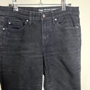 Gap Black Zip Fly Stretch Mid-Rise Skinny Fit Denim Jeans Women's Size 2/26R
